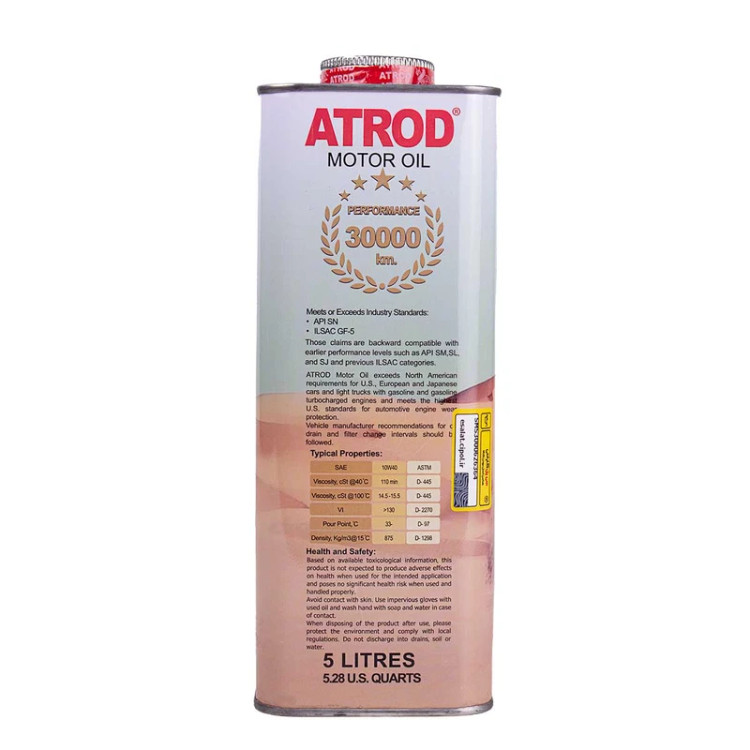 روغن موتور آترود مدل 10W40 SN نیمه سنتتیک حجم 5 لیتر
